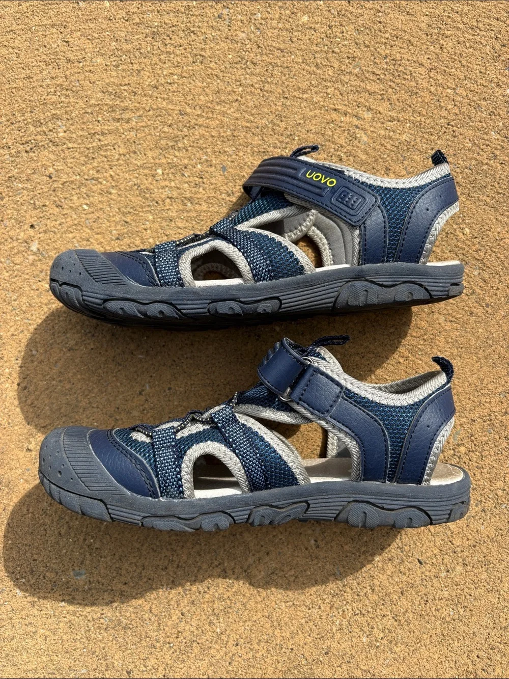 Uovo Blue & Gray Closed Toe Child Sandals Hiking Shoes size 35 ( Youth Size 3)